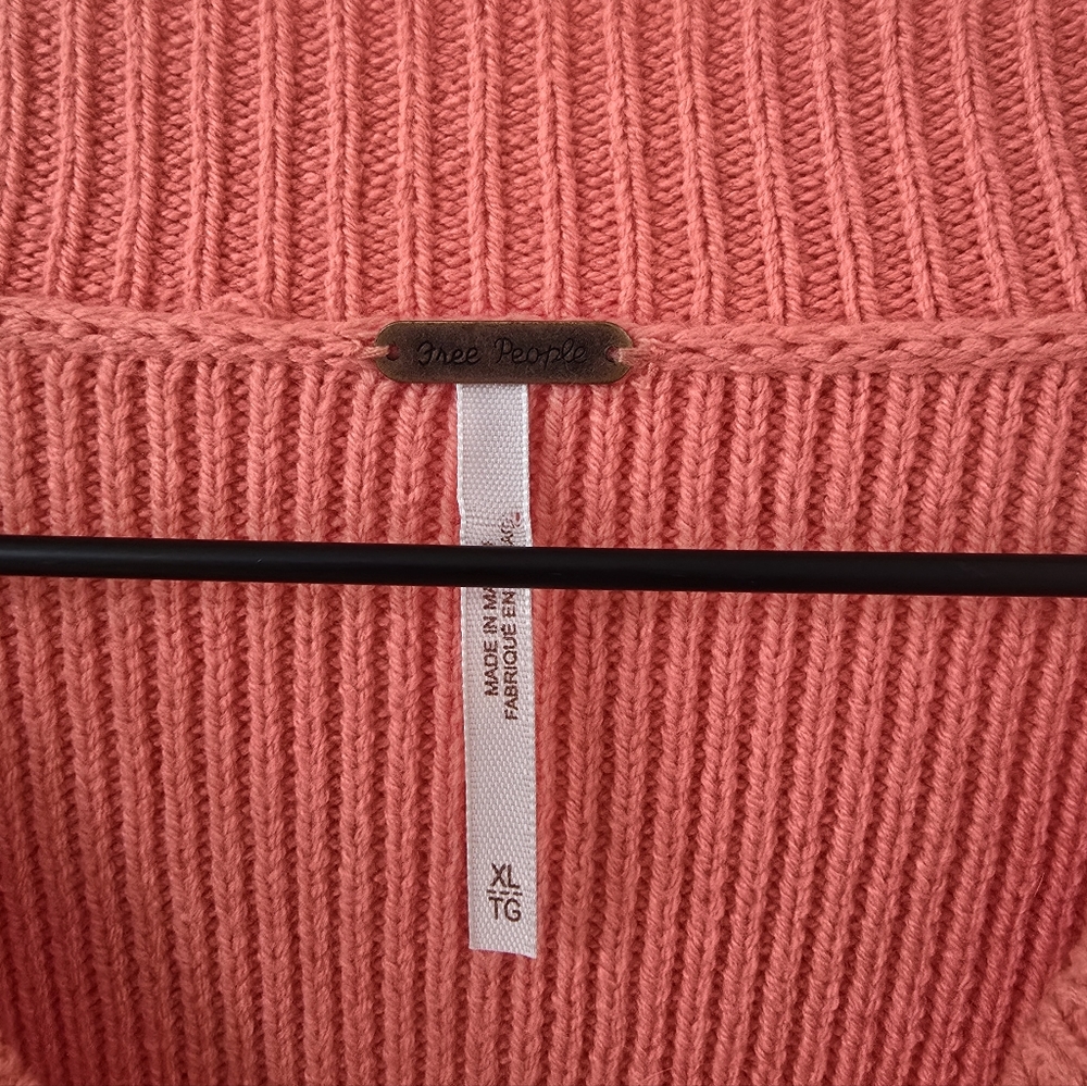 Free People Easy Street Cropped Pullover Sweater In Coral Size XL - Picture 6 of 8